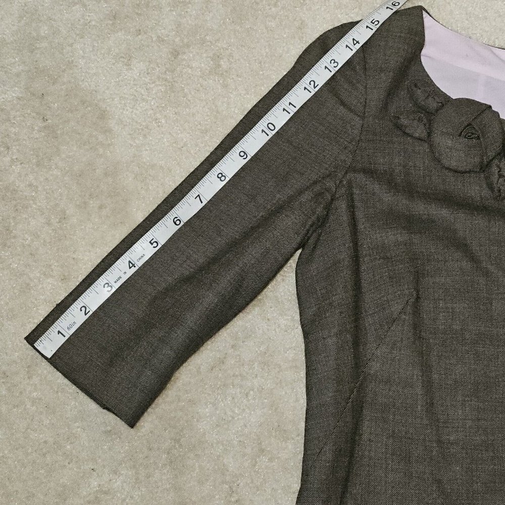 Rebecca Taylor Brown Dress Flower Neckline Wool Blend Exposed Zipper Size 4 - Picture 12 of 13